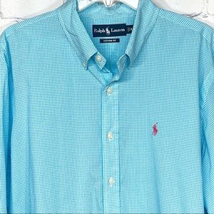 Ralph Lauren men’s turquoise checked shirt